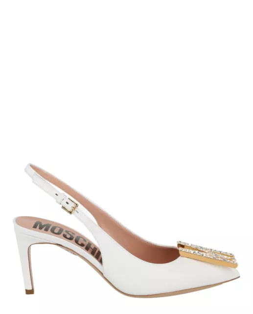 Moschino Womens Crystal M-Logo Slingback Pumps