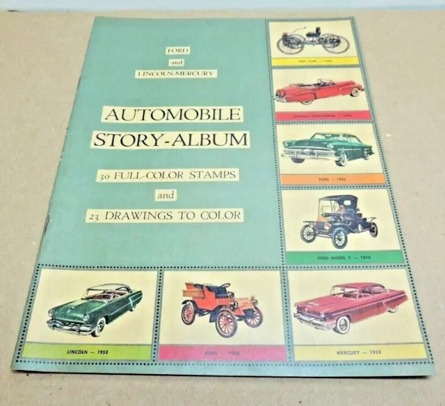 1953 Ford Lincoln-Mercury Automobile Story Album w/ stamps UNCOLORED