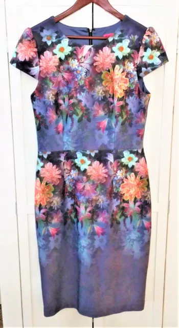 Betsey Johnson Floral Print Fully Lined Sheath Midi Dress Size 12