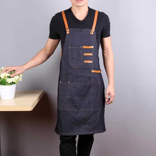 SupportsHelp Schürze für Friseure, ärmellos, Denim, B