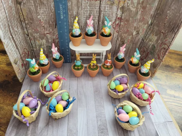 EASTER OOAK Decor Art Furniture Egg Dollhouse Miniatures 1:12 Barbie Scale GabiV