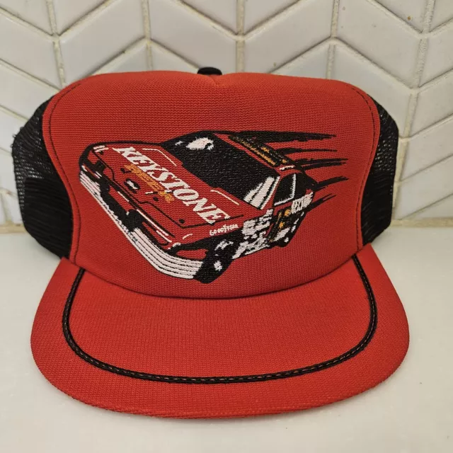 vtg KEYSTONE BEER NASCAR Snapback Hat WALLY DALLENBACH JR Made In USA trucker