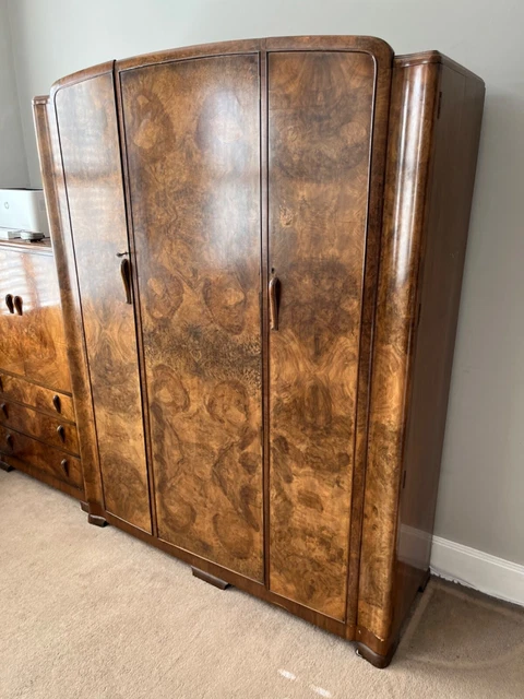 antique burr walnut veneer wardrobe