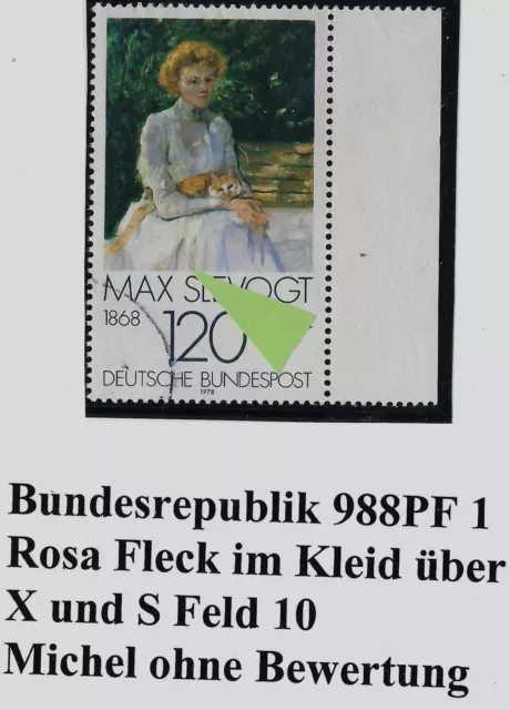 Bund Briefmarken Mi 988 mit Plattenfehler 1 s. Beschreibung