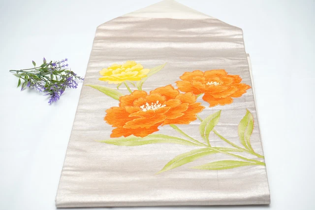 Dear Vanilla Japanese Silk Nagoya Obi Sash Belt Women's Kimono Genuine Vintage