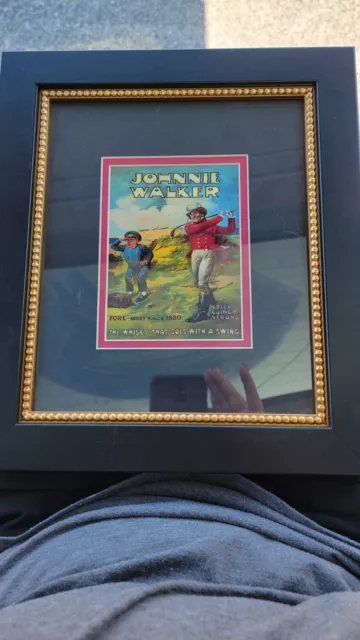 Johnnie Walker Framed Picture with Mat "The Whiskey That Goes With A Swing"