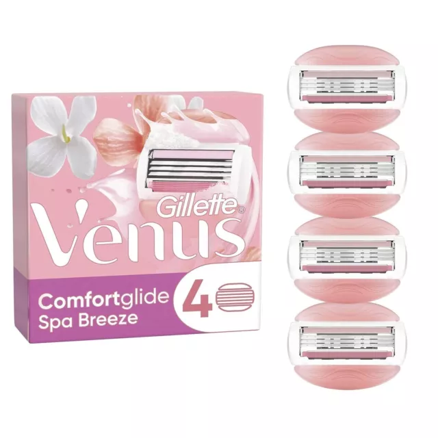 Lame rasoio Gillette Venus Comfortglide Spa Breeze donna, confezione da 4 rasoi bl...