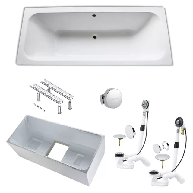 Design Acryl-Badewanne, 1800 x 800 mm wählbar mit Träger, Füße, Ablauf