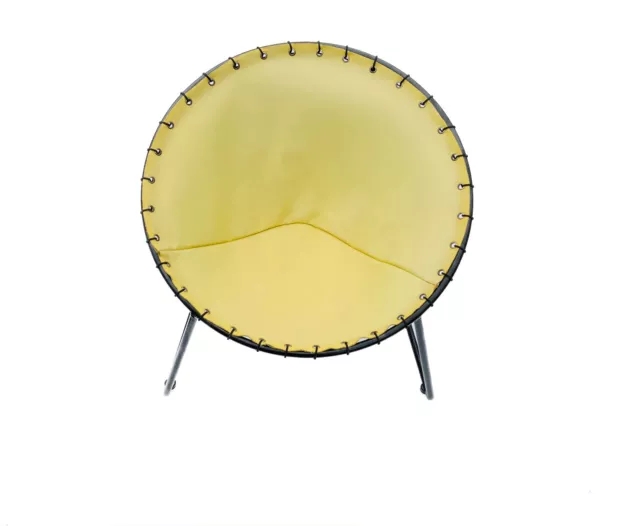 Garden/Patio Mid Century Modern  Yellow, Metal,  Round Shape Armchair, 1960s