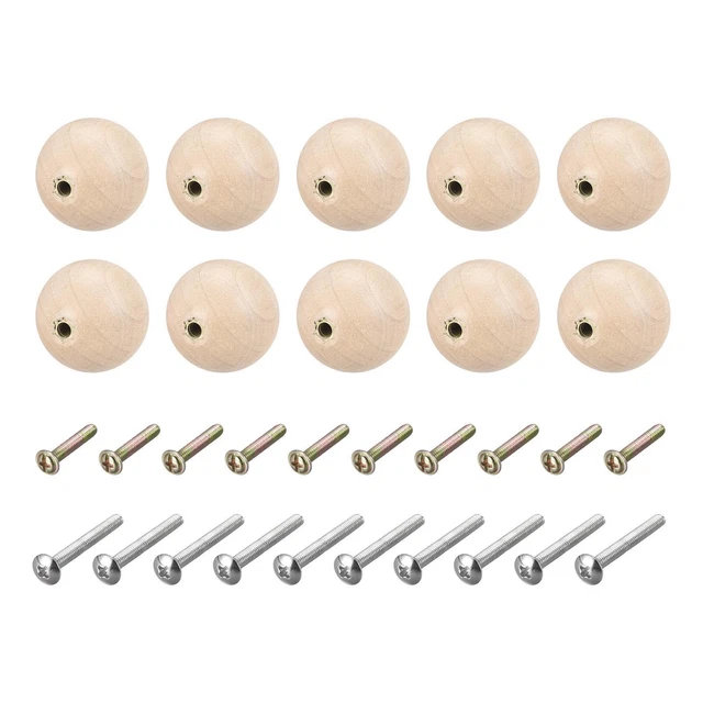 Manopole Rotonde legno ,10pz 30mm Diametro Tirare Maniglie per Cassetto con Viti