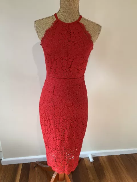 Lovely Lace Dress By Portmans, Signature, Size 8 ,  Ex Cond. Red.