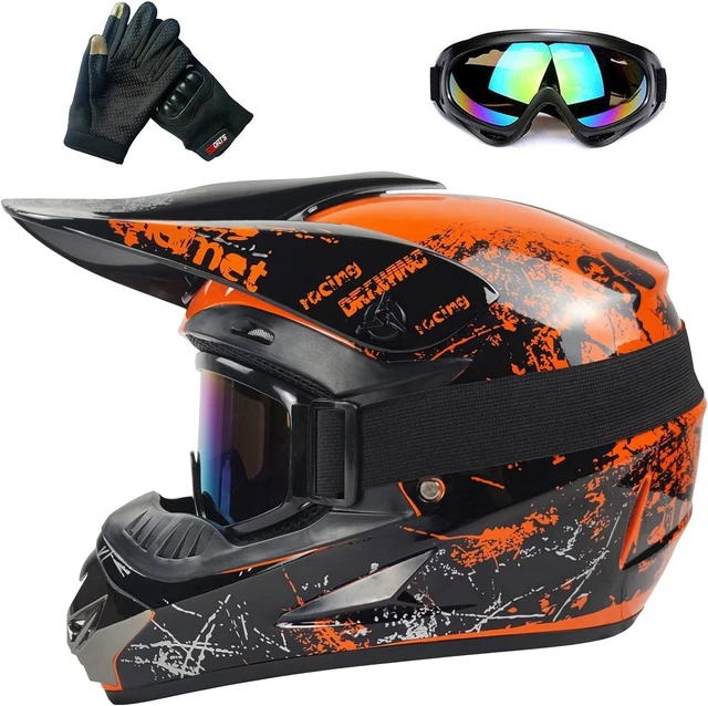 CASCO DA MOTO cross off-road ragazzi scooter con guanti e mascherina  incluso EUR 78,90 - PicClick IT