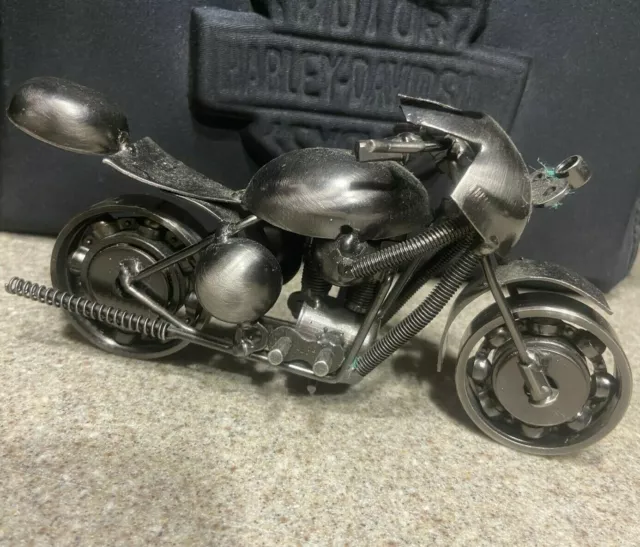 Metal Model ~8" Harley Davidson Motorcycle Handmade Table Top Welded Steel