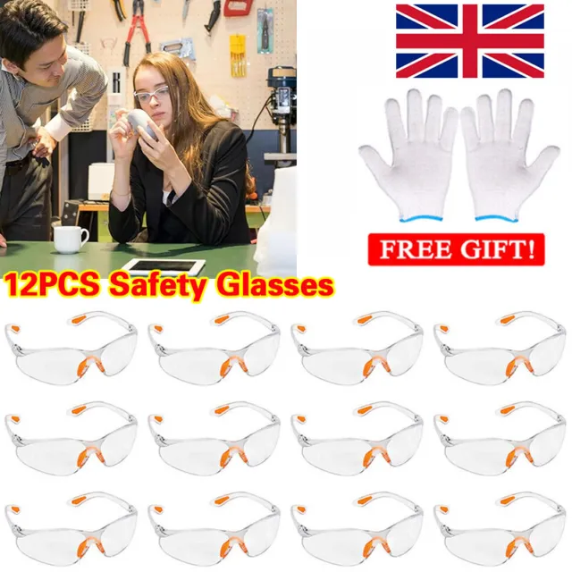 12X Clear Safety Goggles Anti-Fog Anti-Scratch Eye Protection Work Lab Glasses