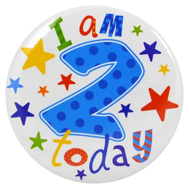 Simon Elvin  Pin grande de cumpleaños con texto I Am 2 Today (SG5130)