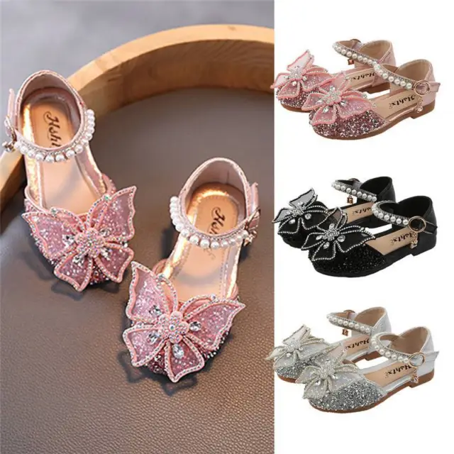 Toddler Infant Kids Baby Girls Bowknot Party Princess Leather Shoes Sandals