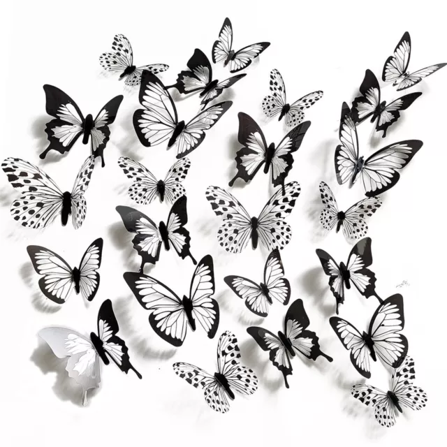 3D Schmetterlinge Blumen 12er Set Dekoration Wandtattoo Wandsticker Wanddeko