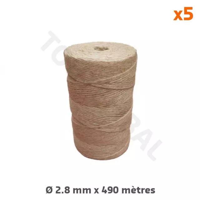 Ficelle Jute naturelle Ø 2.8 mm en bobine de 490 mètres (2.5 kg) (par 5)