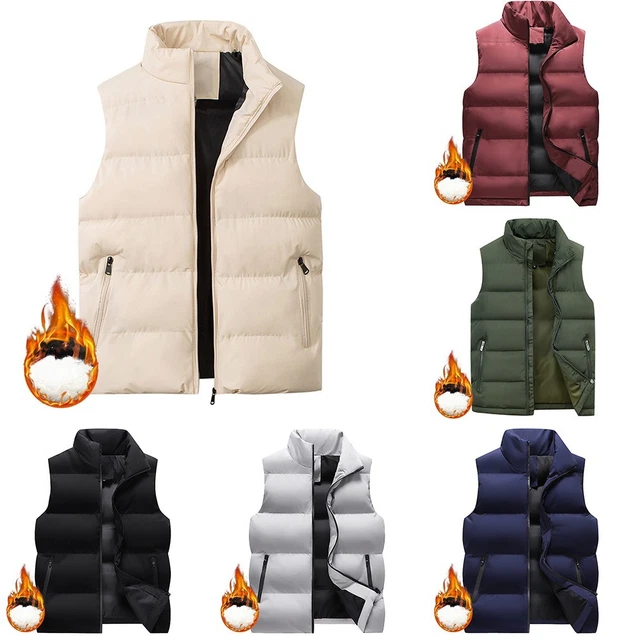 Bello Uomo Giacca Giubbotto Gilet Coreana Imbottito Spalla senza Maniche Piumino
