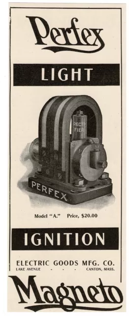 1911 Electric Goods Mfg. Co. PERFEX Magneto Vintage Print Ad