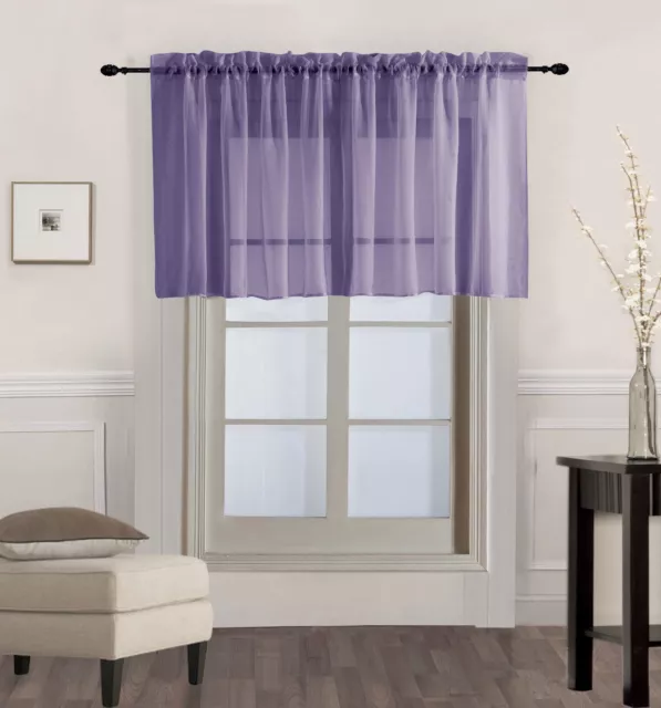 1PC Solid Voile Sheer Straight Window Valance Topper Waterfall Rod Pocket V16