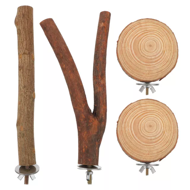 4pcs Holzvogel Barsch Ständer mit Plattform für Papageien - Käfigzubehör