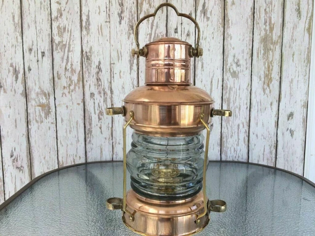 Laiton et Cuivre Ancre Lampe à Huile Nautique Navire Maritime Lanterne...