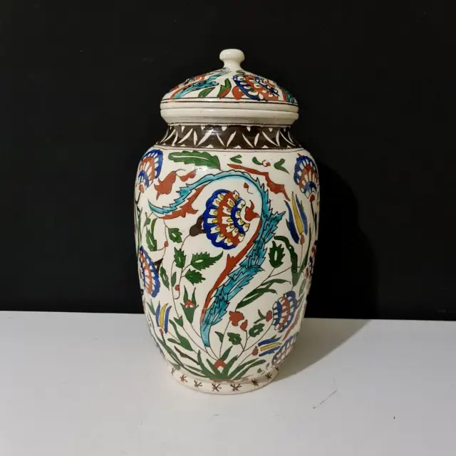 Ancien pot avec couvercle ou vase en céramique - XXe