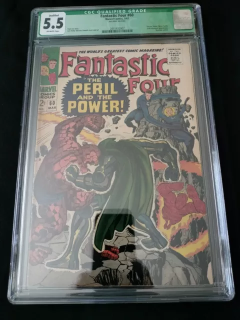 FANTASTIC FOUR #60 CGC 5.5 Jack Kirby 1967 CLASSIC Thing vs Doctor Doom Cover
