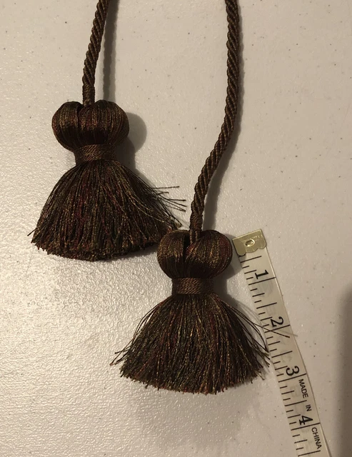 Drapery Curtain Braided Tie Backs Tassels Brown Red Green