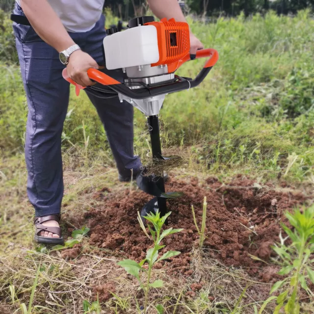 52cc 2-Stroke 2.3HP Gas Powered Post Hole Digger + 4'' 6'' 8" Auger Drill Bit US
