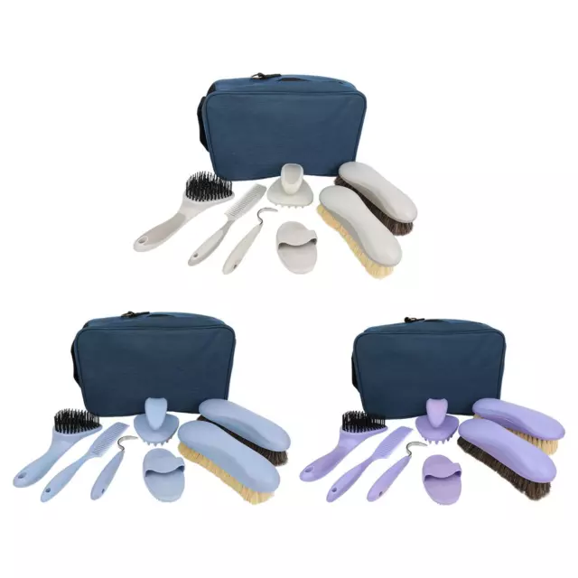 8Pcs Horse Grooming Kit with Storage Pouch Curry Comb Hoof Pick Portable Horse