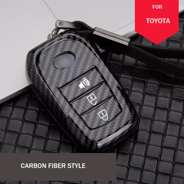 Carbon Fiber Car Key Fob Case Cover Bag For Toyota Hilux HIGHLANDER Camry RAV4