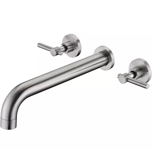 Wall Mount Tub Filler Bathtub Faucet Two Handles&Extra Long Spout Reach