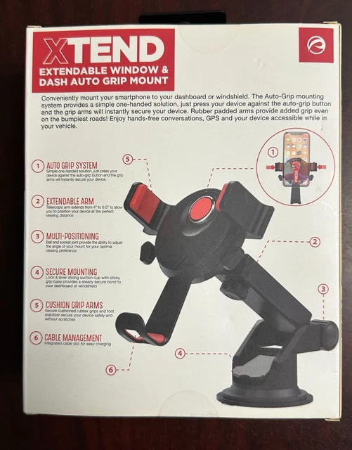 PREMIER XTEND WINDOW Dash CLICK GRIP MOUNT Phone/GPS Holder Extendable