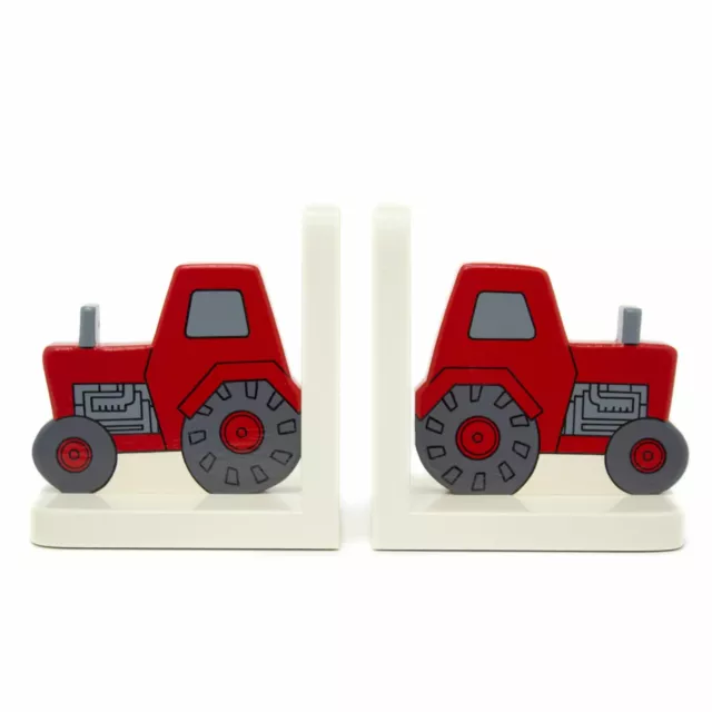 Red Tractor Wooden Bookends For Kids | Childrens Book Ends | Hand Made in UK