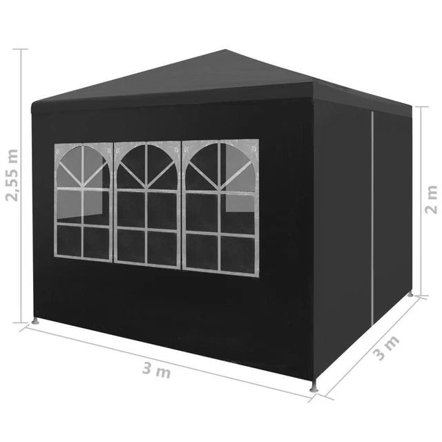 vidaXL Gartenzelt 3x3m Partyzelt Pavillon Festzelt Gartenpavillon Anthrazit 2