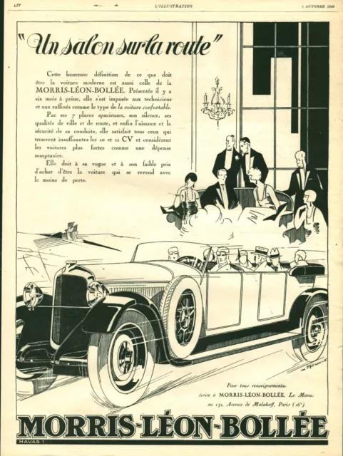 1926 Morris-Léon-Bollée Antique Automobile Magazine Advertisement