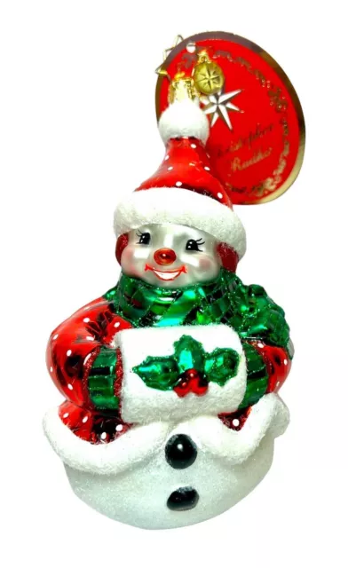 Radko 6" Ornament "Holly Jolly Snowman" Santa Hat 1020971 * New * Free Shipping