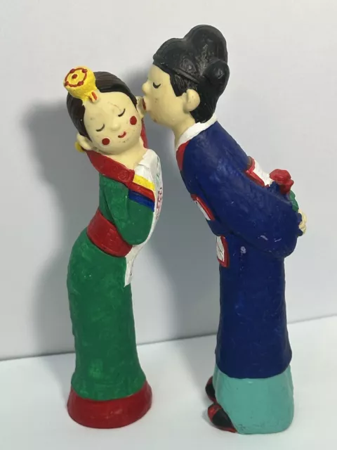 Hand Painted Traditional Korean Hanbok Wedding Couple Set Figure Figurine