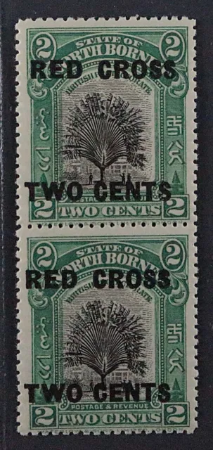 1918, NORDBORNEO 163 II ** Rotes Kreuz, weiter Abstand, PAAR, postfrisch, 480,-€