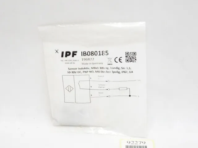 Ipf electronic Capteur Inductive Norm-Schaltabstand IB080185 / Neuf Scellé