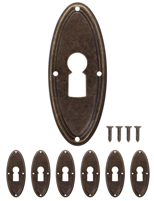 FUXXER® antiche targhette chiave rosette serratura, ovale 60x24 mm set 6