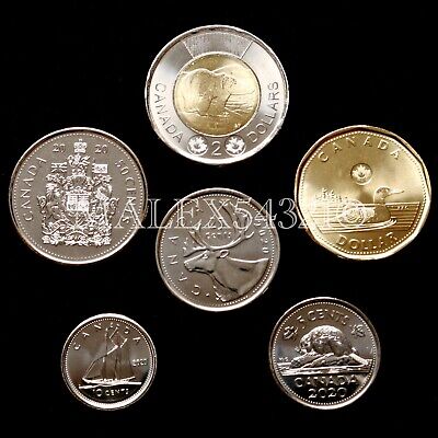 🇨🇦​Canada 2020 Complete Coin Set 5 Cents To 2 Dollars Uncirculated (6 Coins)