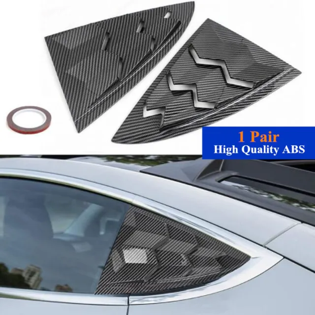 2×Carbon Fiber Look Car Hood Vent Scoop ABS Air Flow Intake Louver Bonnet Cover