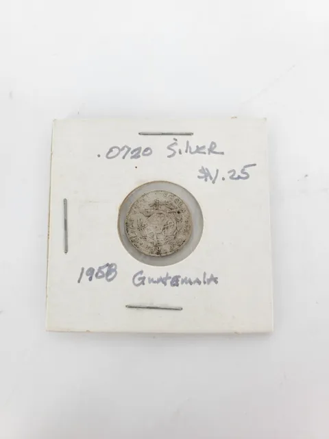 1958 Silver Guatemala 5 Cents / Centavos