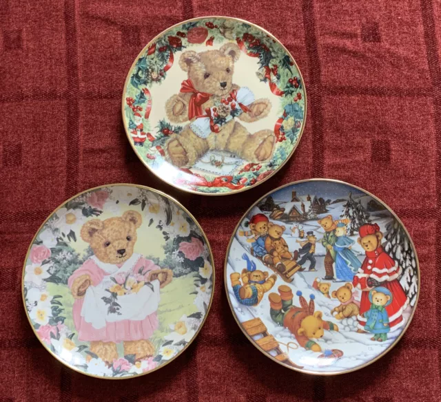 3 Franklin Mint Heirloom Recommendation Teddy Collectors Plates