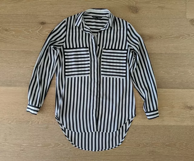 French Connection Long Sleeve Stripe Shirt - Black & White / AU8