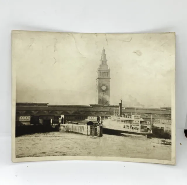 Large Antique Photograph Of San Francisco Ferri In Bay Photo