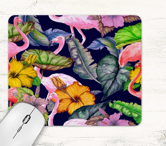 Tropical Flowers Watercolour Print Mouse Pad Mat Non Fading Non Slip Neoprene #1